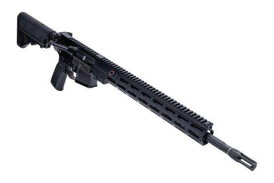 Enhanced AR-15 rifle with Geissele handguard, black.